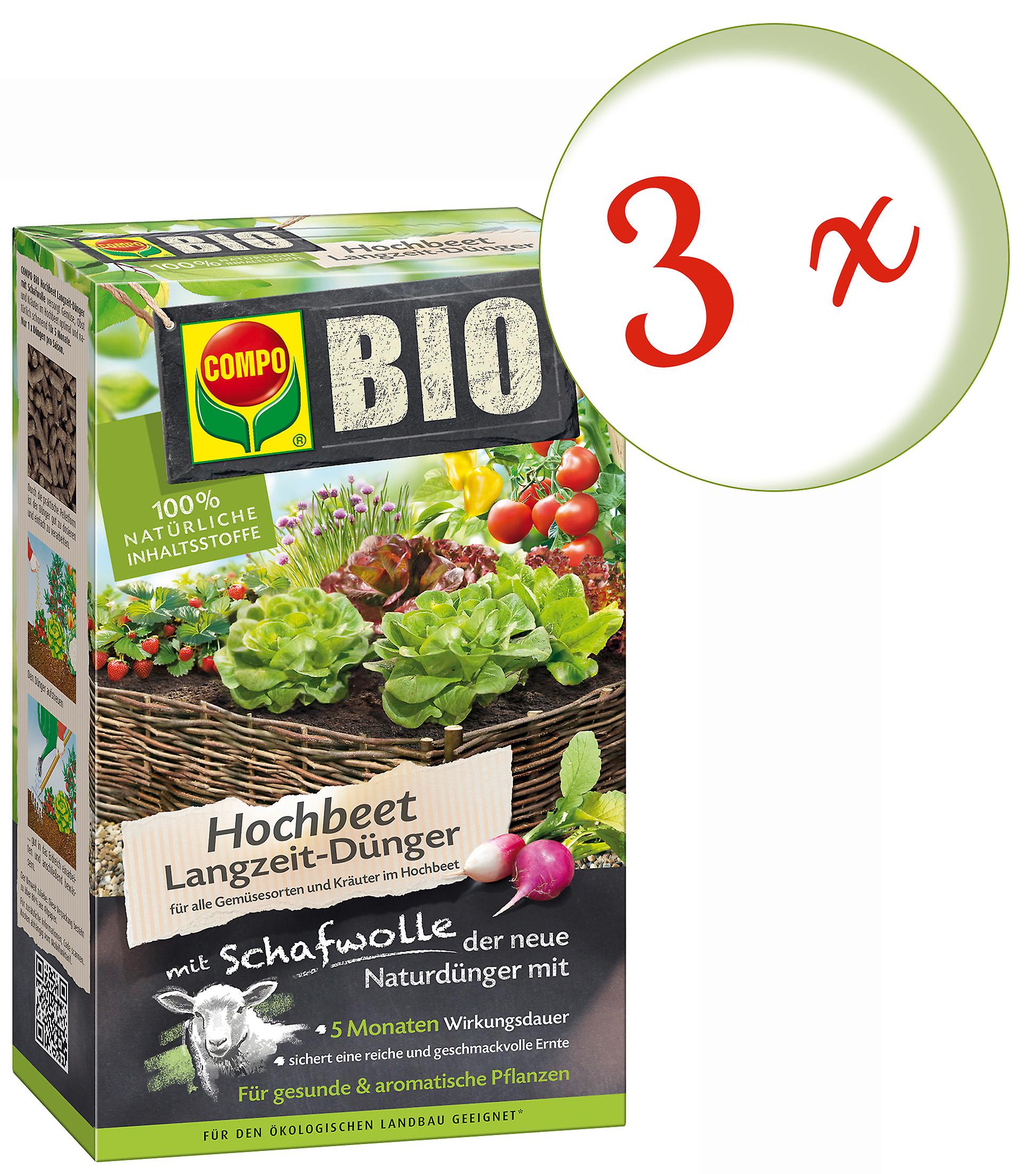 3 x COMPO BIO raised bed long-term fertilizer with sheep's wool, 750 g