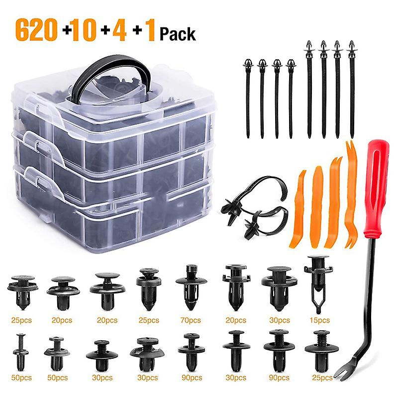 620Pcs Car Bumper Retainer Clips Car Retainer Clips Fastener Remover Plastic Rivets Fastener Remover Cable Ties for Auto Repair Type 1