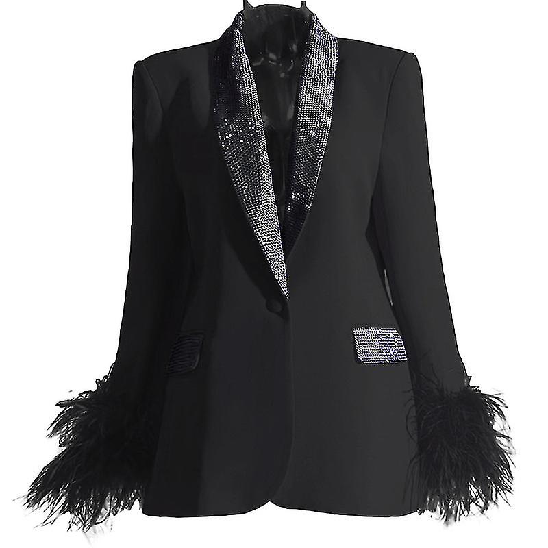 Women's Long Sleeve Open Front Blazer Coats Work Office Jacket Pink