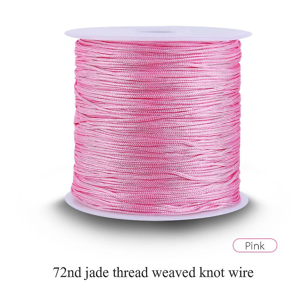 Cordon en nylon pour nœud chinois, 100 m x 0,8 mm, fil Shamballa pour macramé, queue de rat, rose