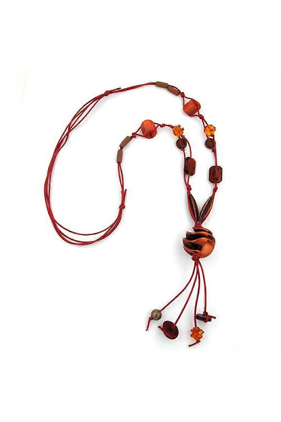 Necklace Spiral Beads Brown 100cm - Gl04516
