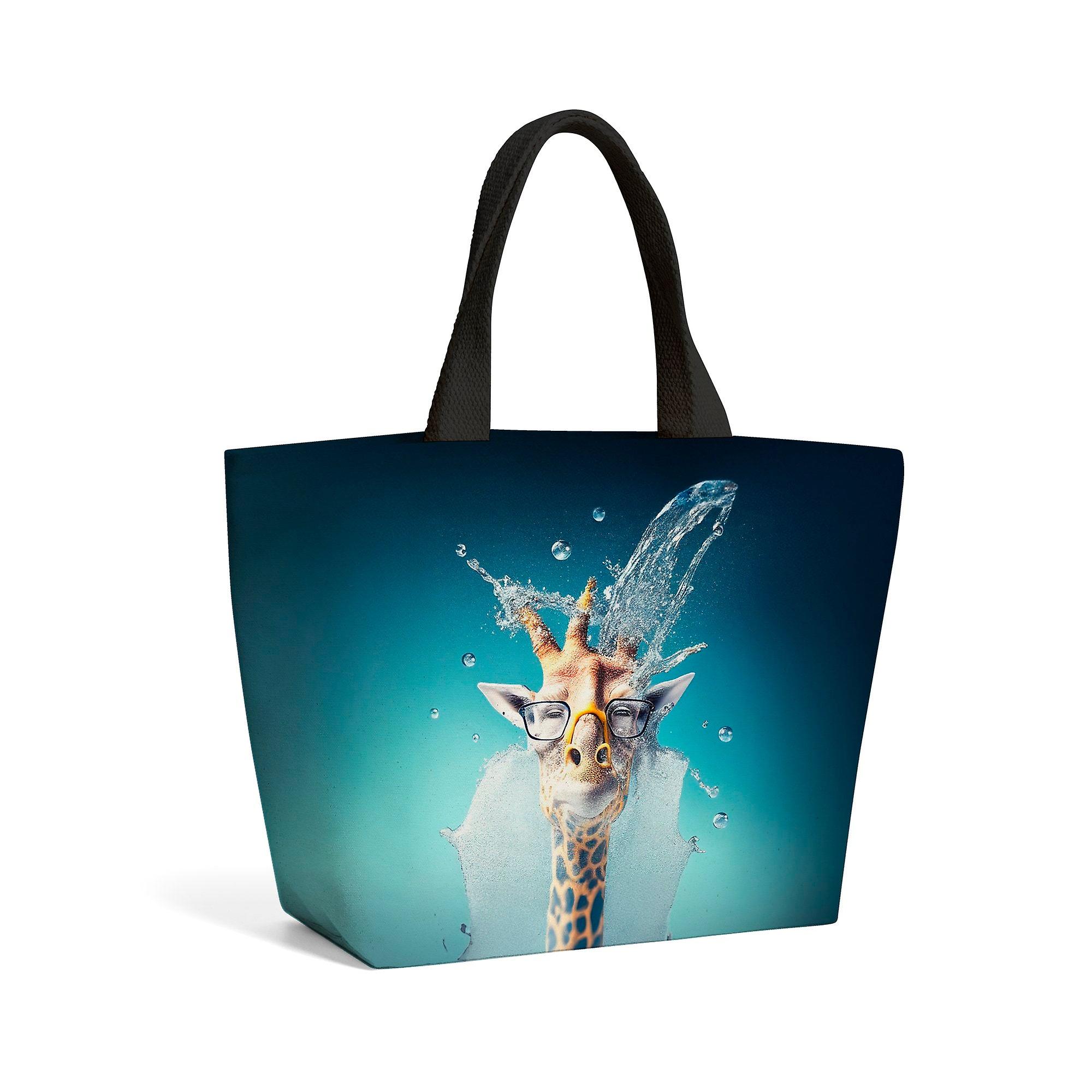 Giraffe With Glasses Splashart Beach Shopper Tote Bag