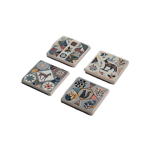 Mexican Talavera Tile Stone Coasters Set