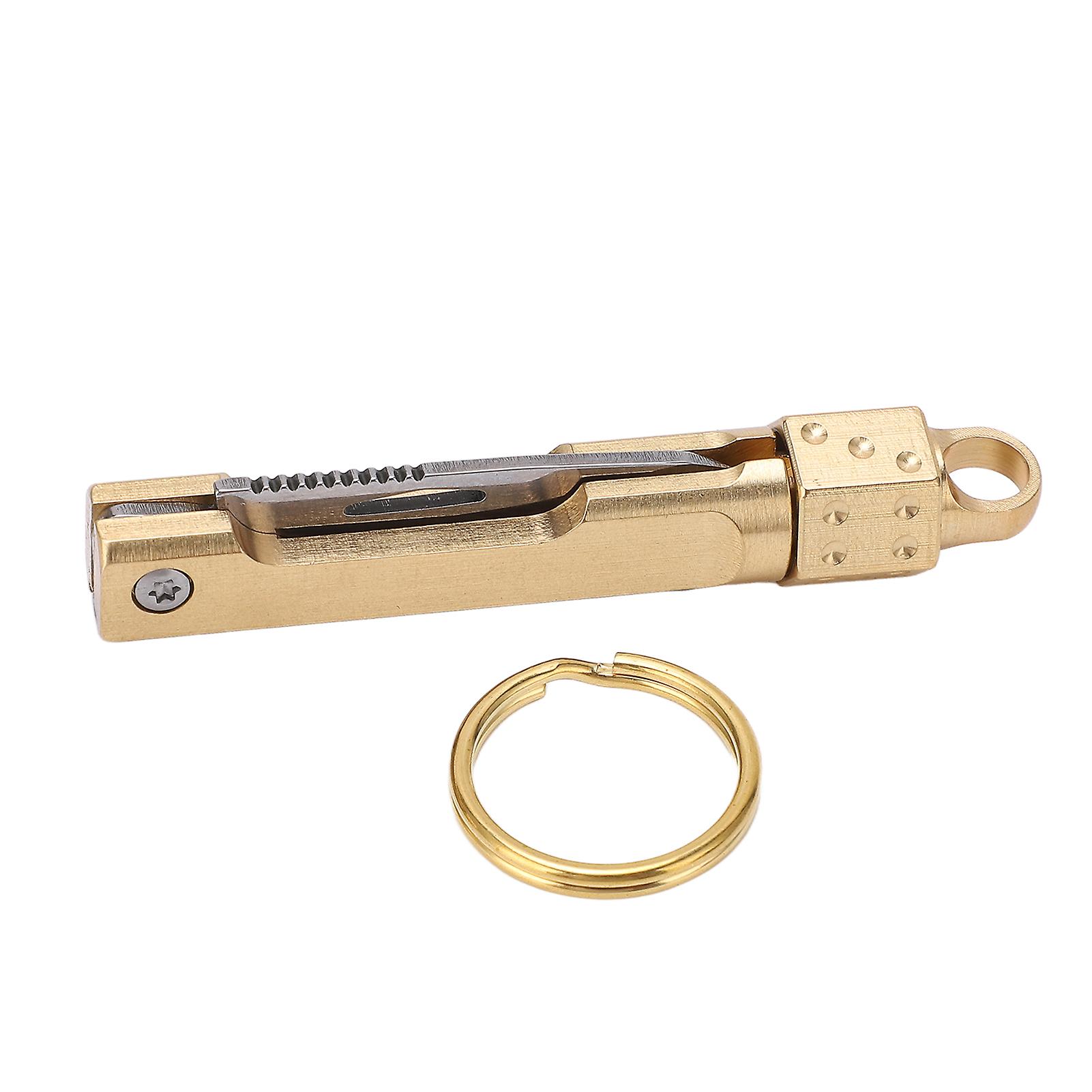Mini couteau pliant en laiton, mini porte-clés, couteau de poche portable pour déballer le courrier, couleur laiton