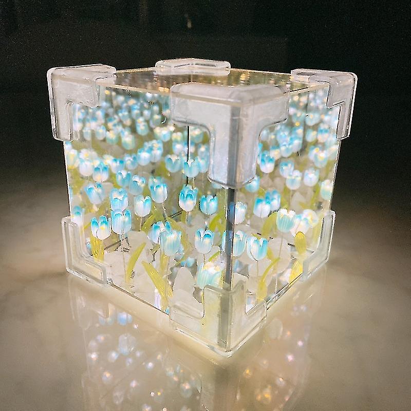 توليب زهرة ليلة الخفيفة ، توليب مرآة ليلة مصباح حزمة المواد ، مرآة أضواء الليل هدايا للفتيات ، الأزواج ، ديكور المنزل