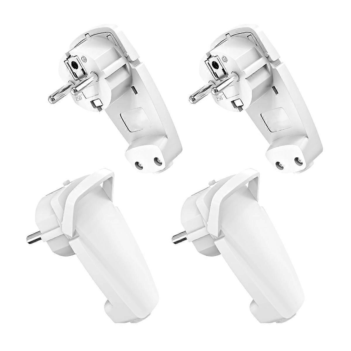 4Pcs White Schuko Angled Plug Flat, Schuko Flat Plug 250 V (16 A), Schuko Plug, Schuko Plug Flat, EU Plug