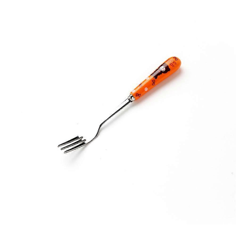 Stainless Steel Fruit Desert Fork Cake Beautiful Dinner Serving Fork with Ceramic Handle(#1)