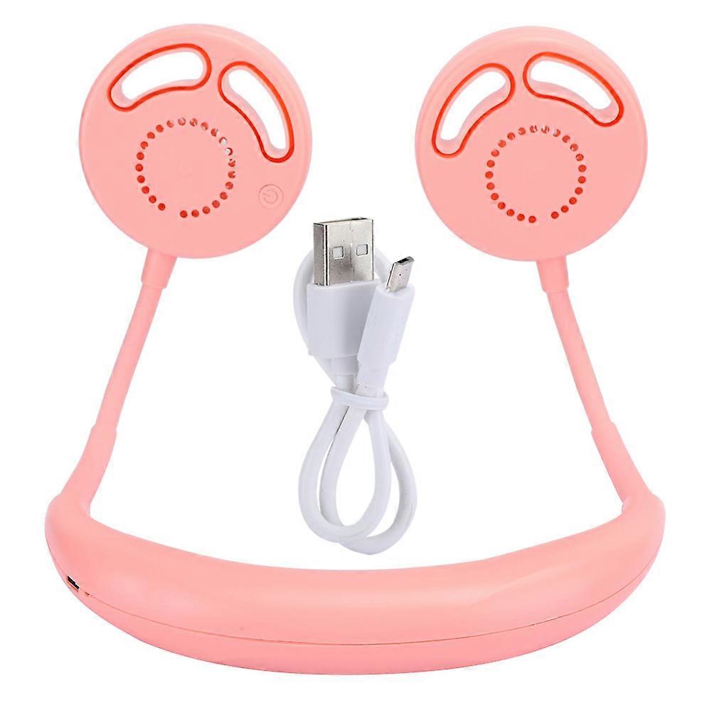 Portable Outdoor Sports Neck Hanging Fan No Blade Charging Folding Mini Fan for Running TravelPink