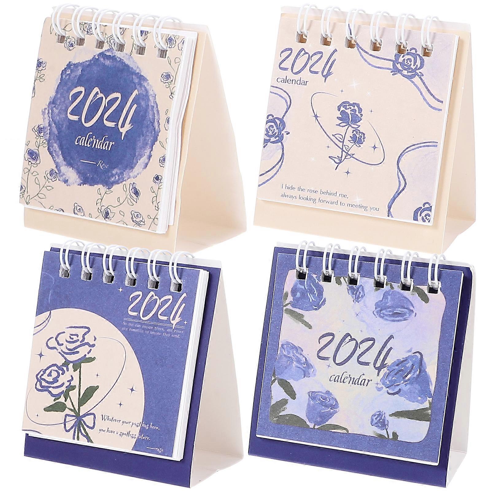 4pcs Office Standing Desk Calendars Decorative Desktop Calendars Delicate Month Calendars