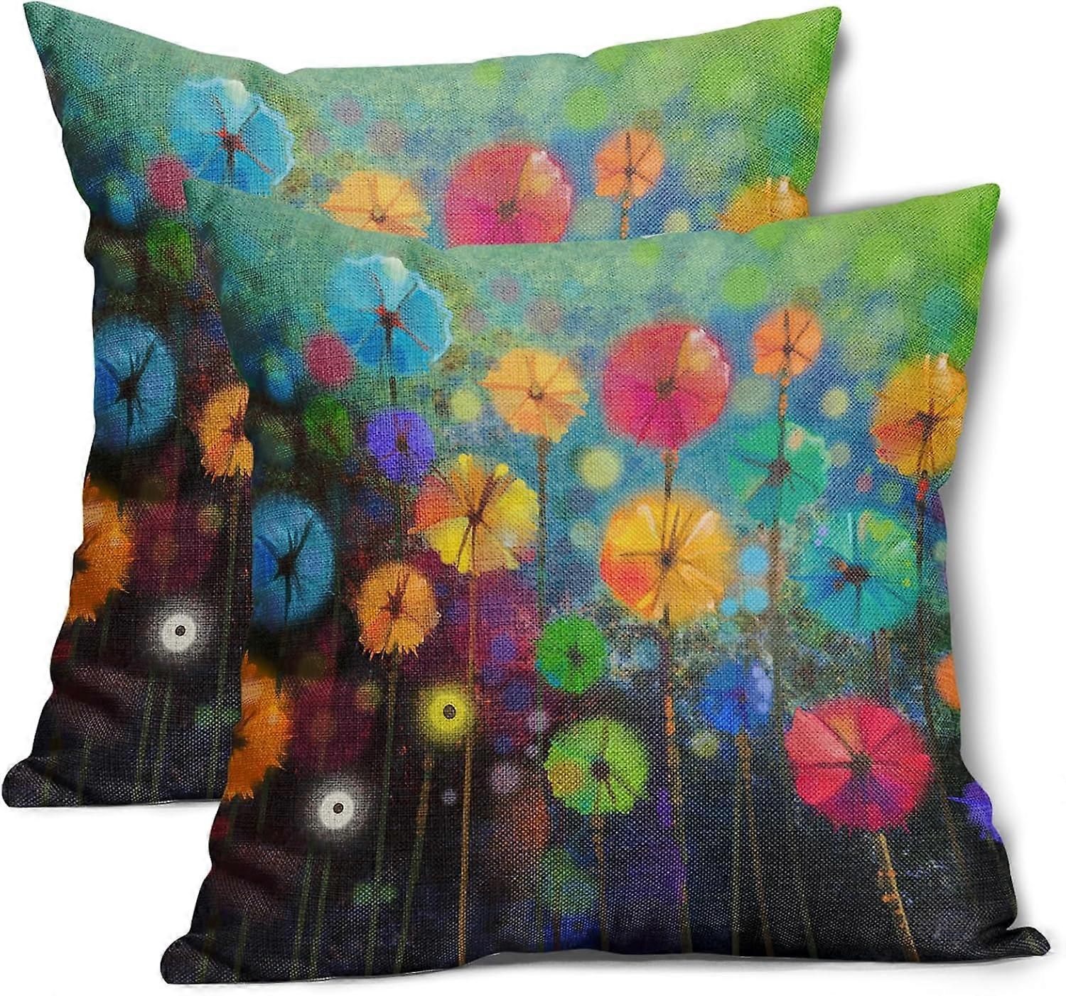 مجردة الأزهار وسادة الألوان المائية يغطي 20X20 بوصة الربيع الملونة بتلة الزهور الزخرفية مربعة وسادة الحالات مزرعة القطن الكتان رمي الوسائد 