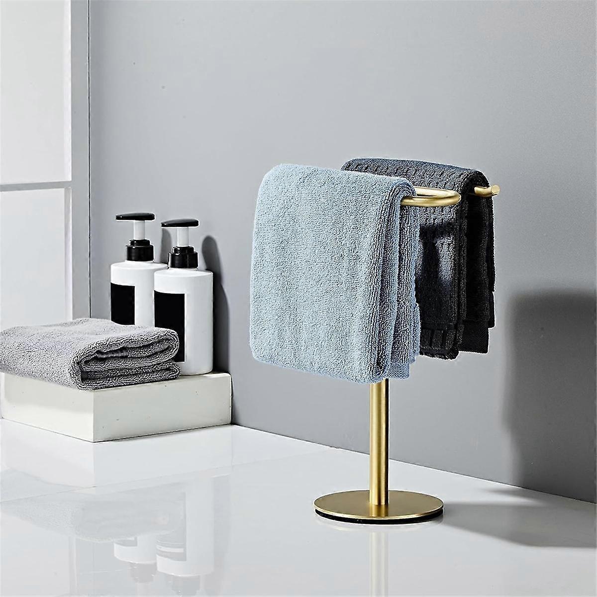 GGStudy Stainless Steel Hand Towel Holder Stand | Tabletop Towel Rack For Bathroom Kitchen (Matte Black)