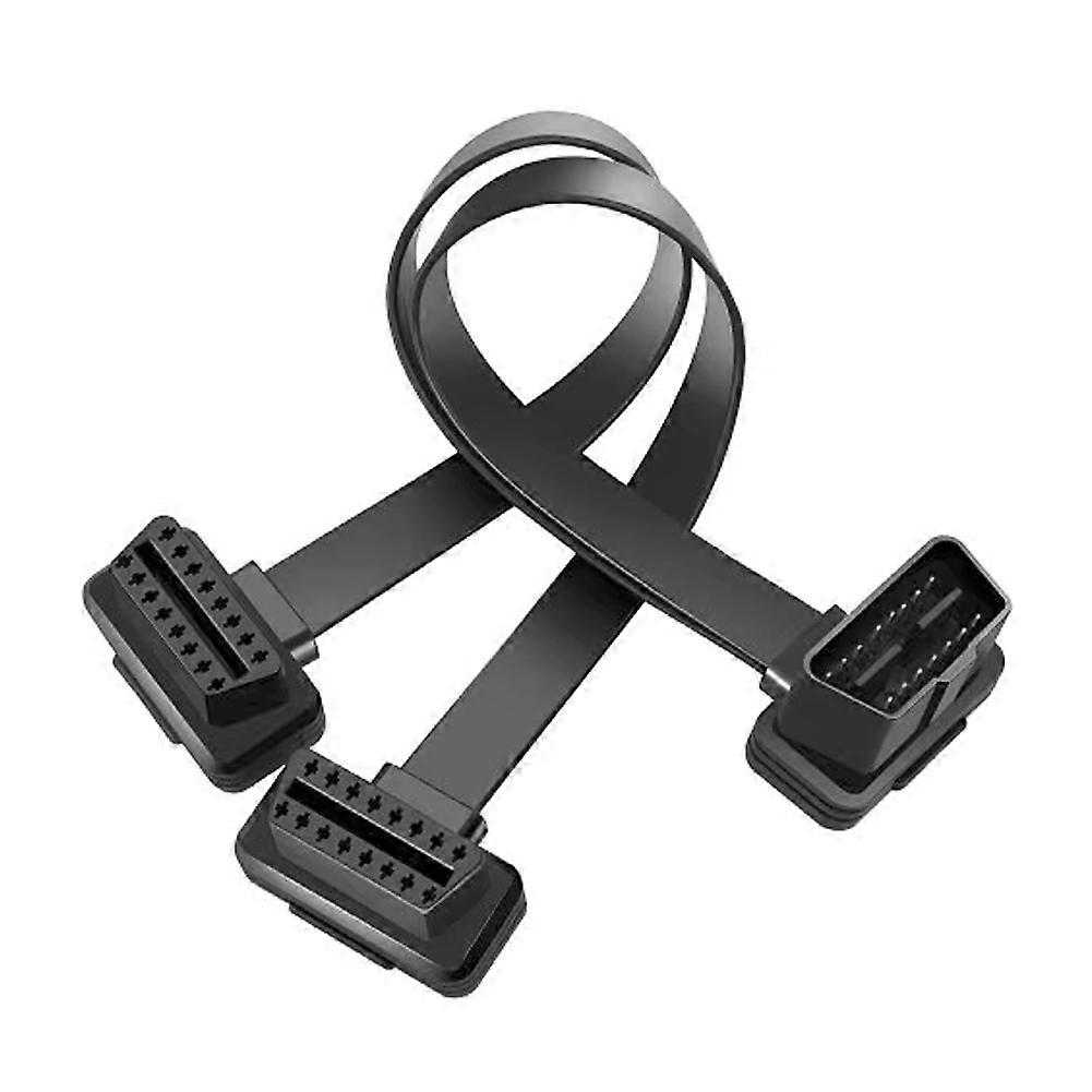 30cmobdiiエクステンションデュアルコネクタYスプリッターOBD OBD2 16ピンオス-メス接続フラット+シンアズヌードルElm327