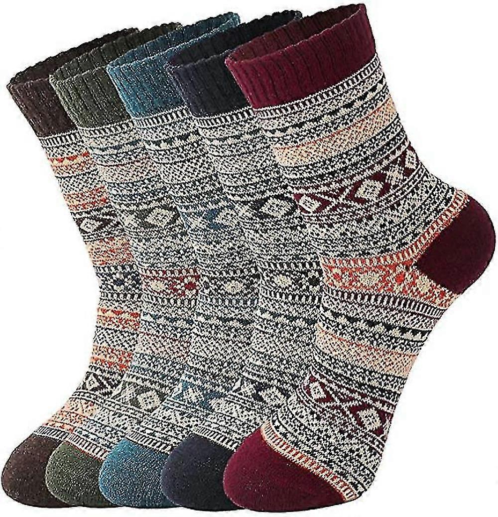 5 Pack Womens Winter Warm Thick Knit Wool Socks