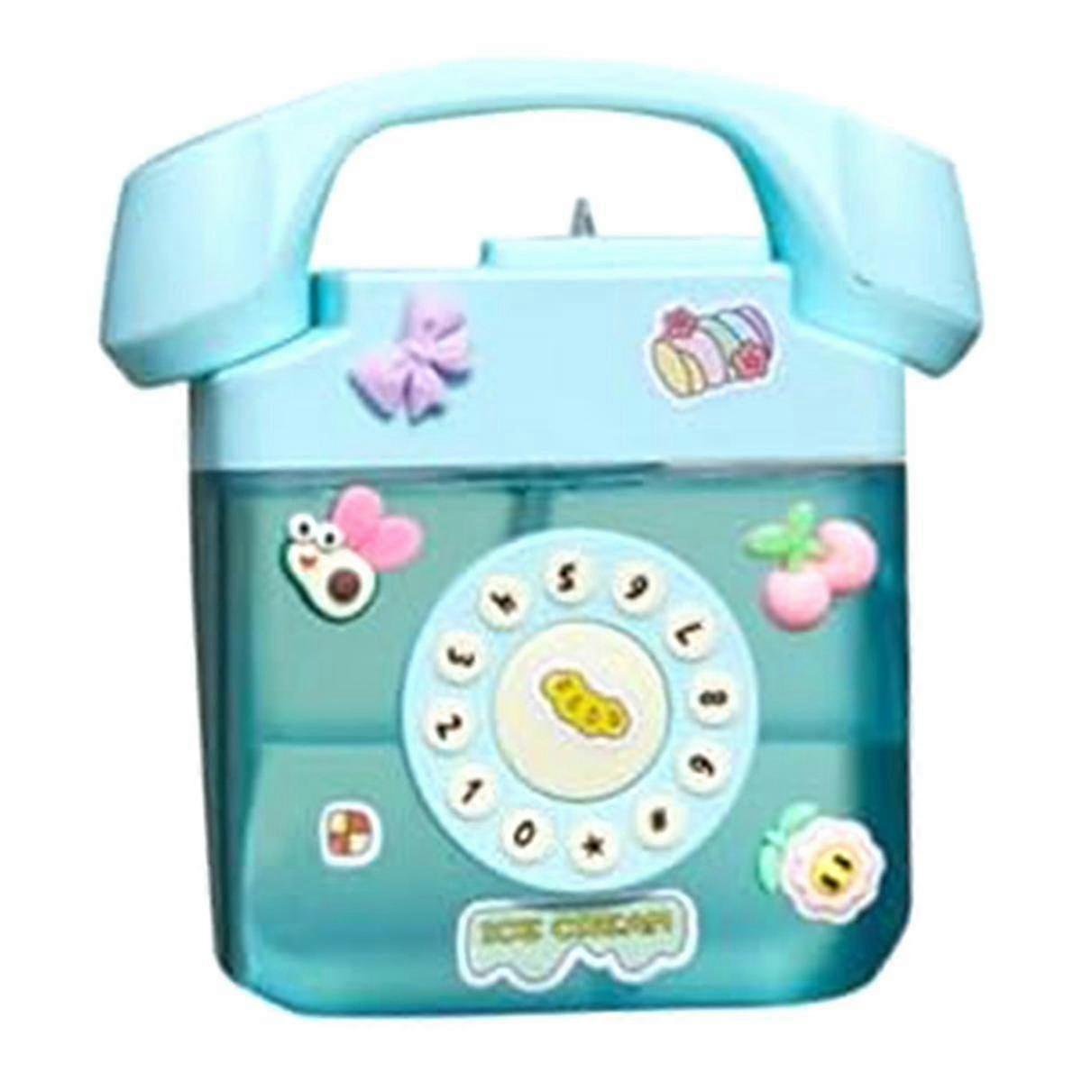 Creatives Retro Telephone Shape Water Bottle with Adjustable Shoulder Strap, Drinking Bottles with 3D Sticker(Blue)