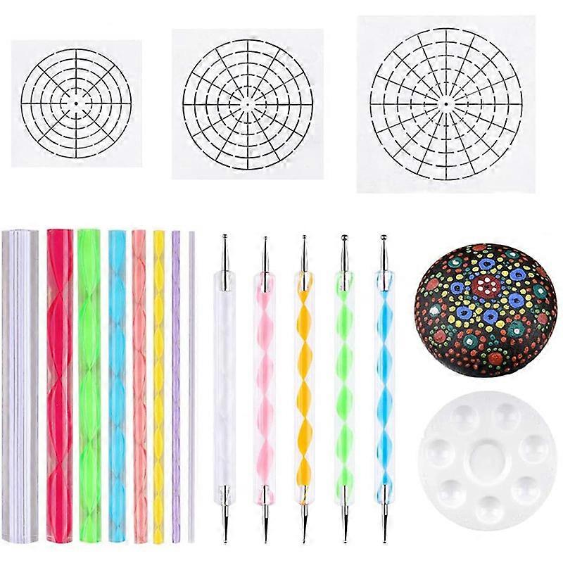 Mandala Dotting Stencil Tools Rock Painting Kit Ball Stylus Dotting Tools Include Stencil, Paint Tr