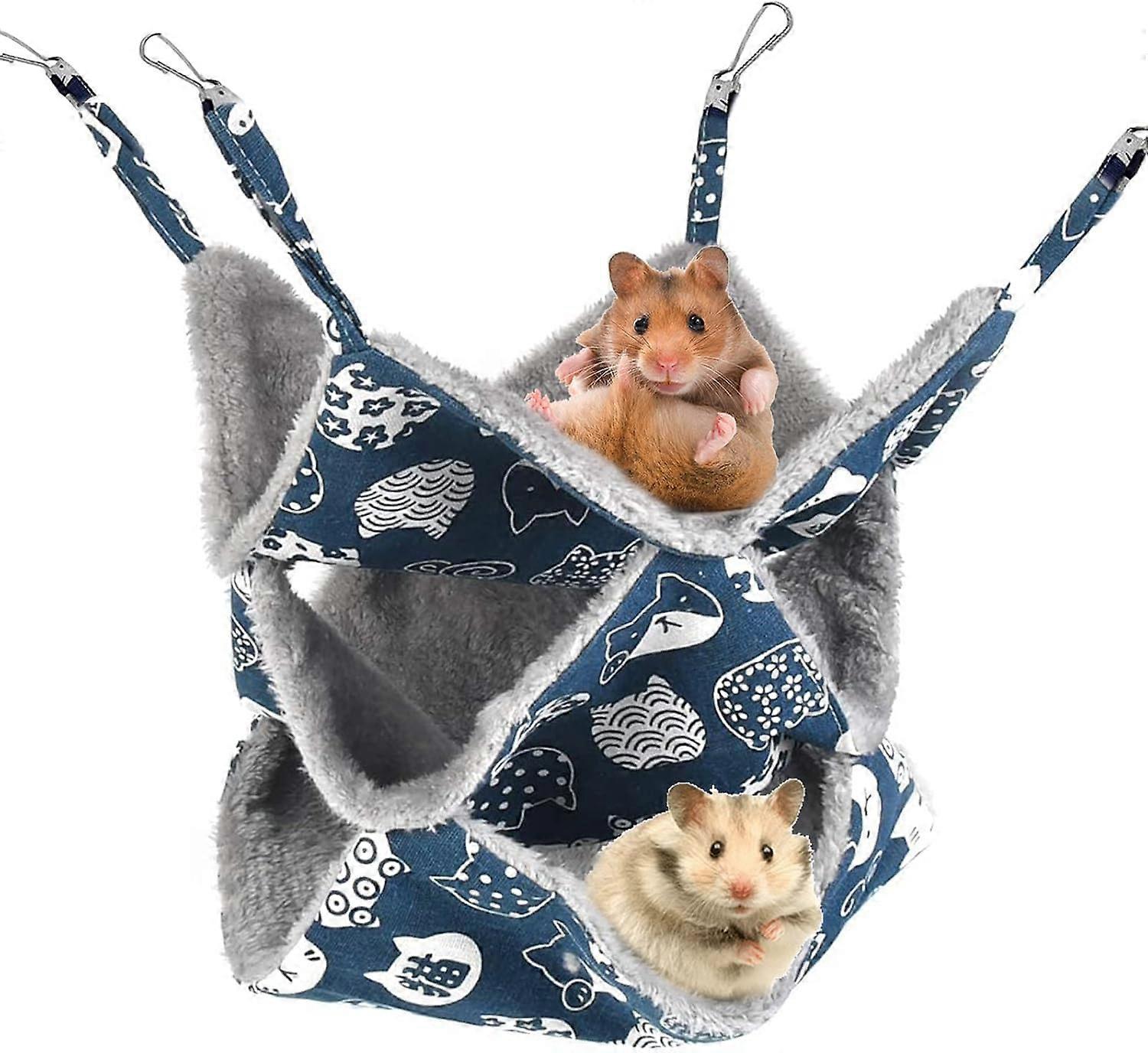 Small Animal Hammock 3 Layers Pet Hammock Hanging Bed Hamster Sleeping Hammock Soft and Warm Cozy Hanging Bed Rodent Hammock for Chinchillas, Ferrets,