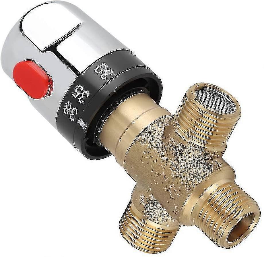 Thermostatic Mixing Valve, Solid Brass 3 Way Thermostatic Mixing Valve Temperature Control Valve For Shower System