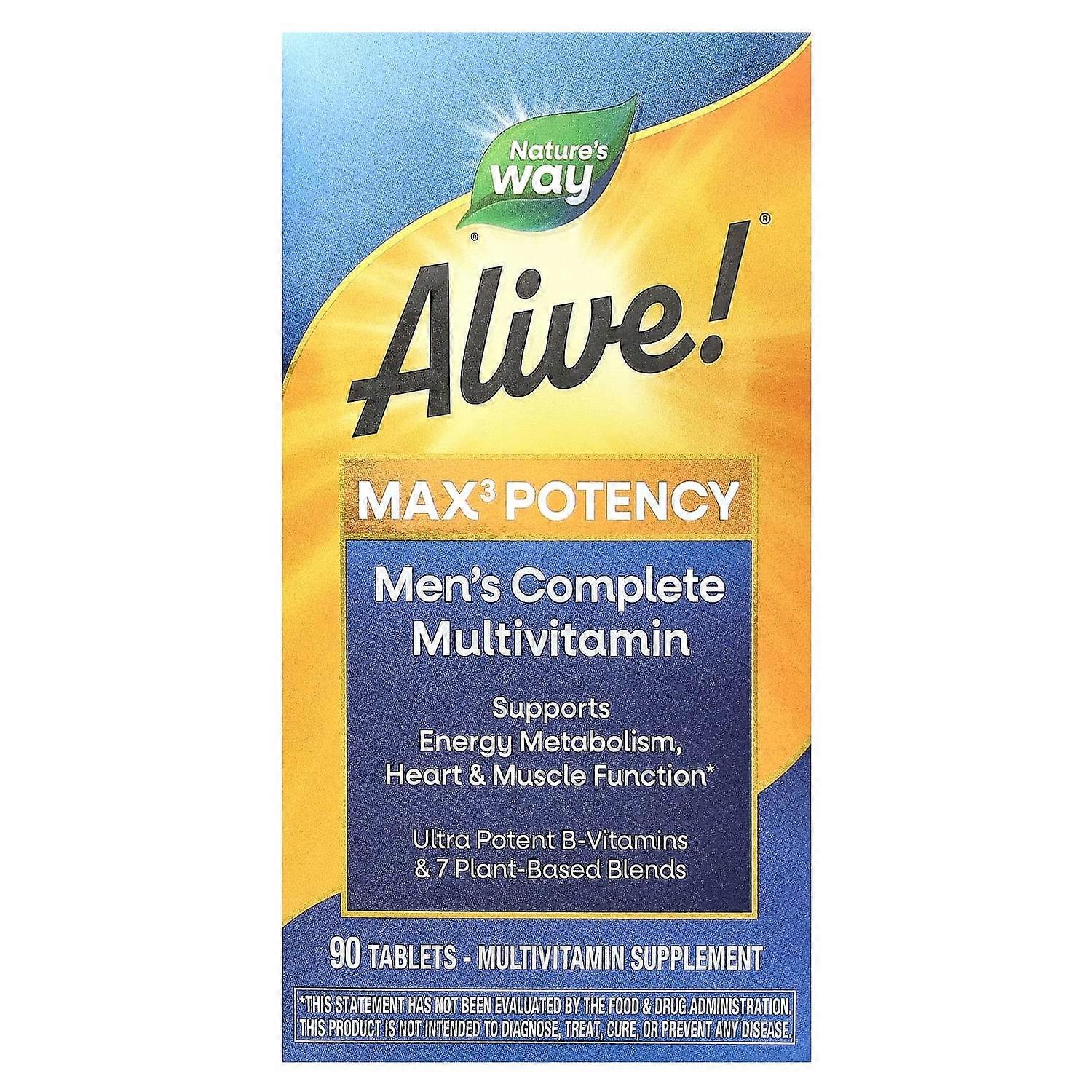 Nature's Way, Alive! Max3 Potency, Men's Multivitamin, 90 Tablets