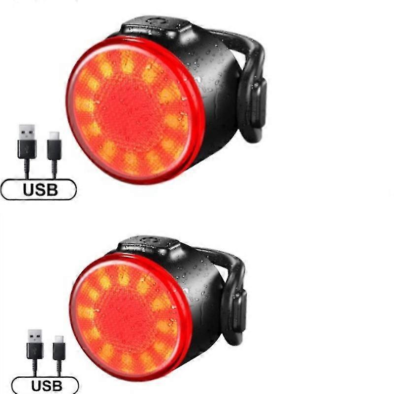 2pcs Q2 Bicycle Front Rear Light Usb Rechargeable Cycling Light