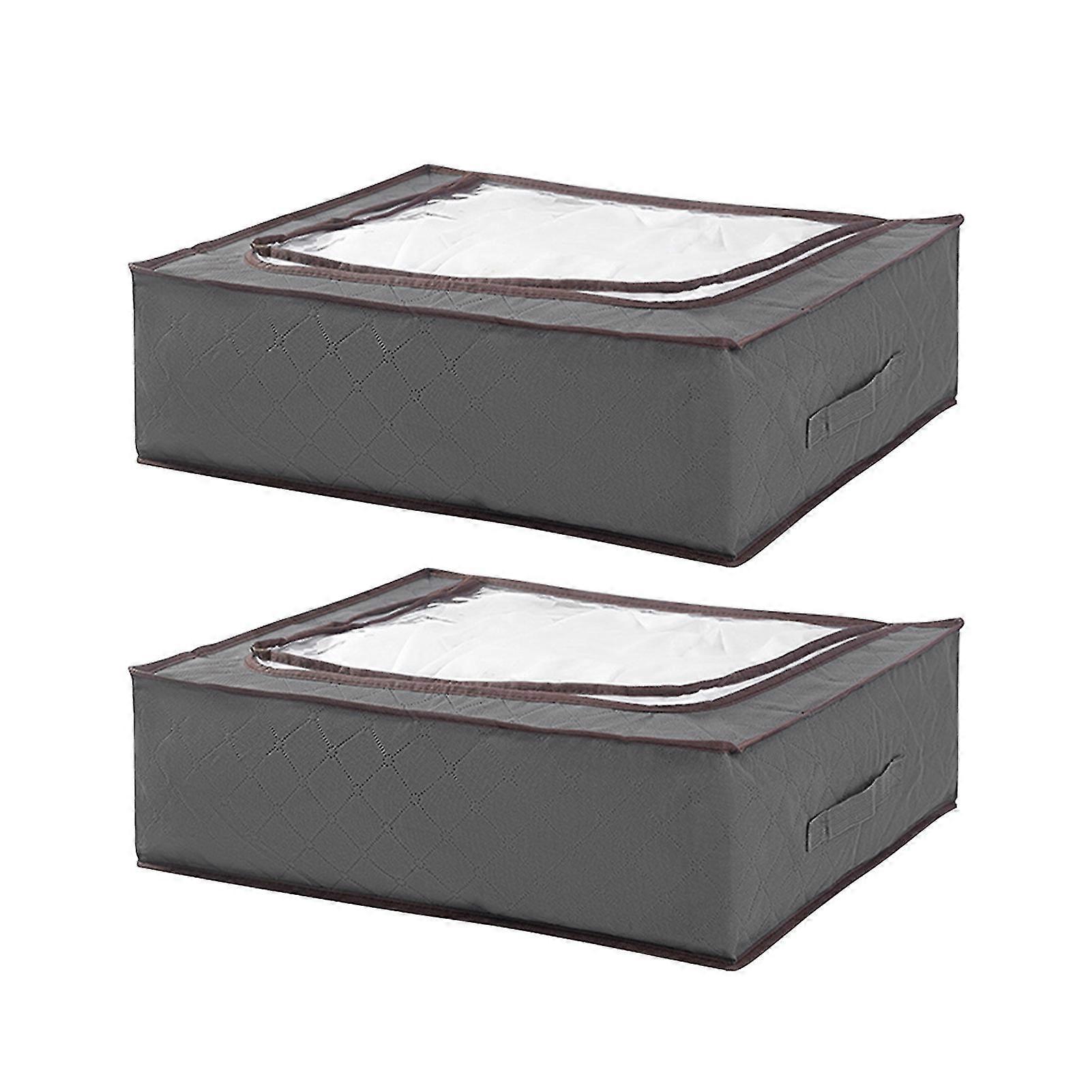 2pcs Clothes Storage Bag Bedding Underbed Closet Organizer With