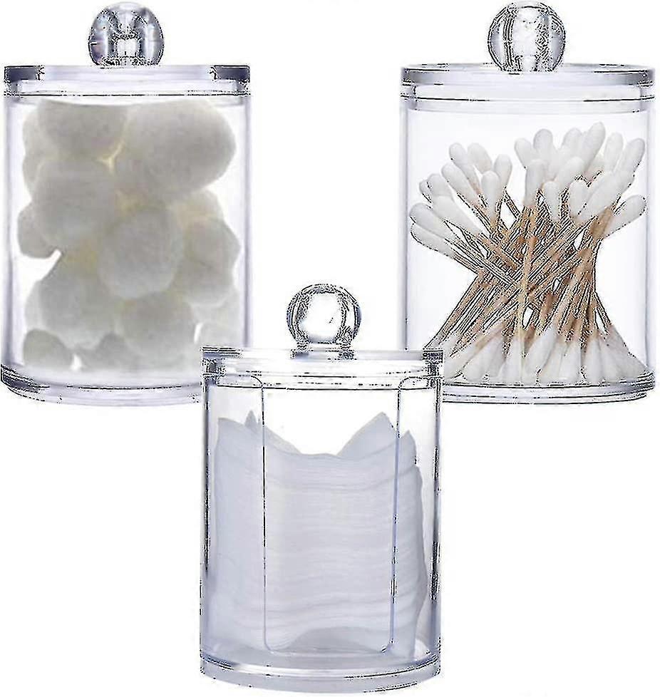 3pcs Clear Acrylic Makeup Pads Container Organizer And Swab Holder With Lid