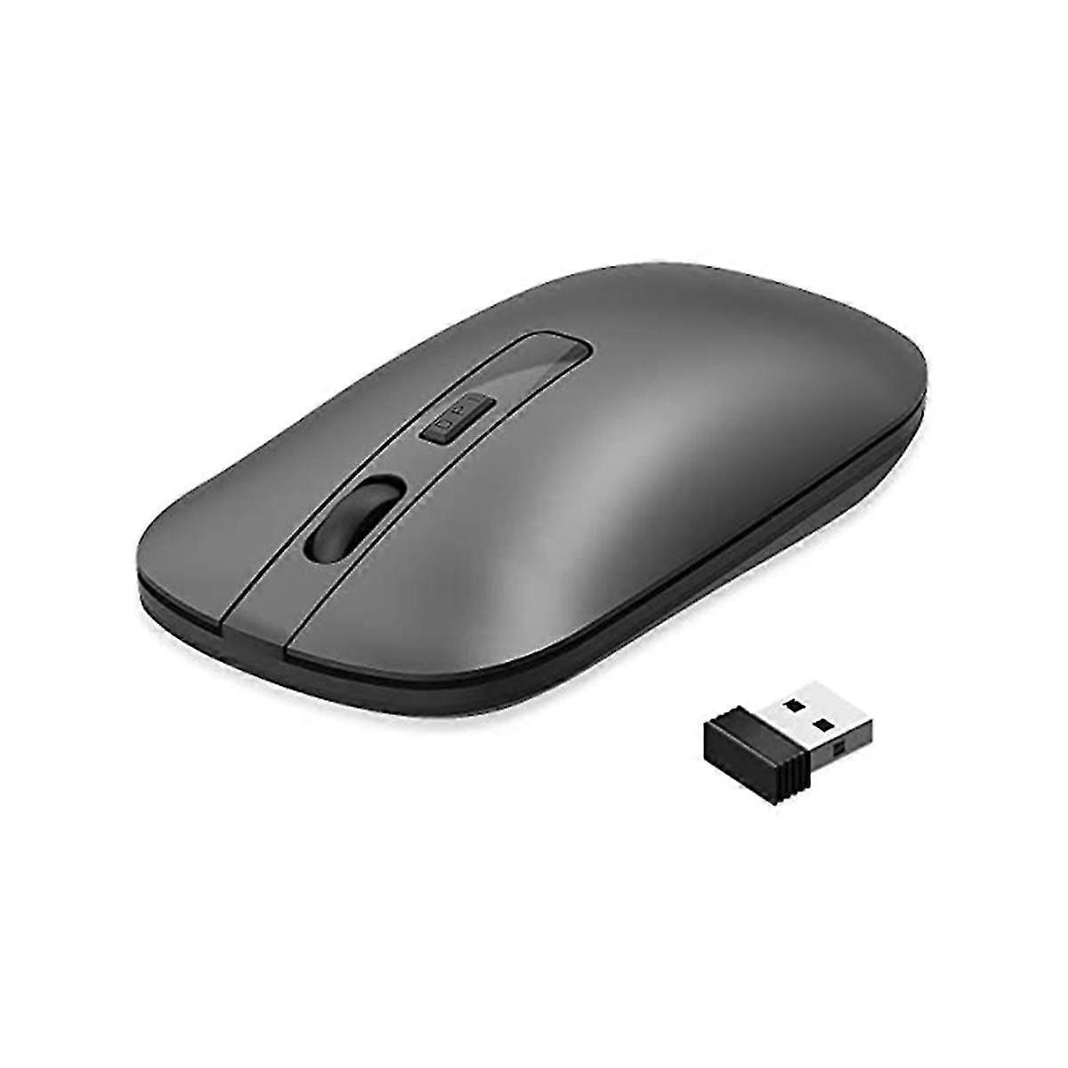 Silent Wireless Mouse, 2.4G Slim Portable Computer Mice with USB Receiver, Less Noise Mobile Optical Mouse (Black)
