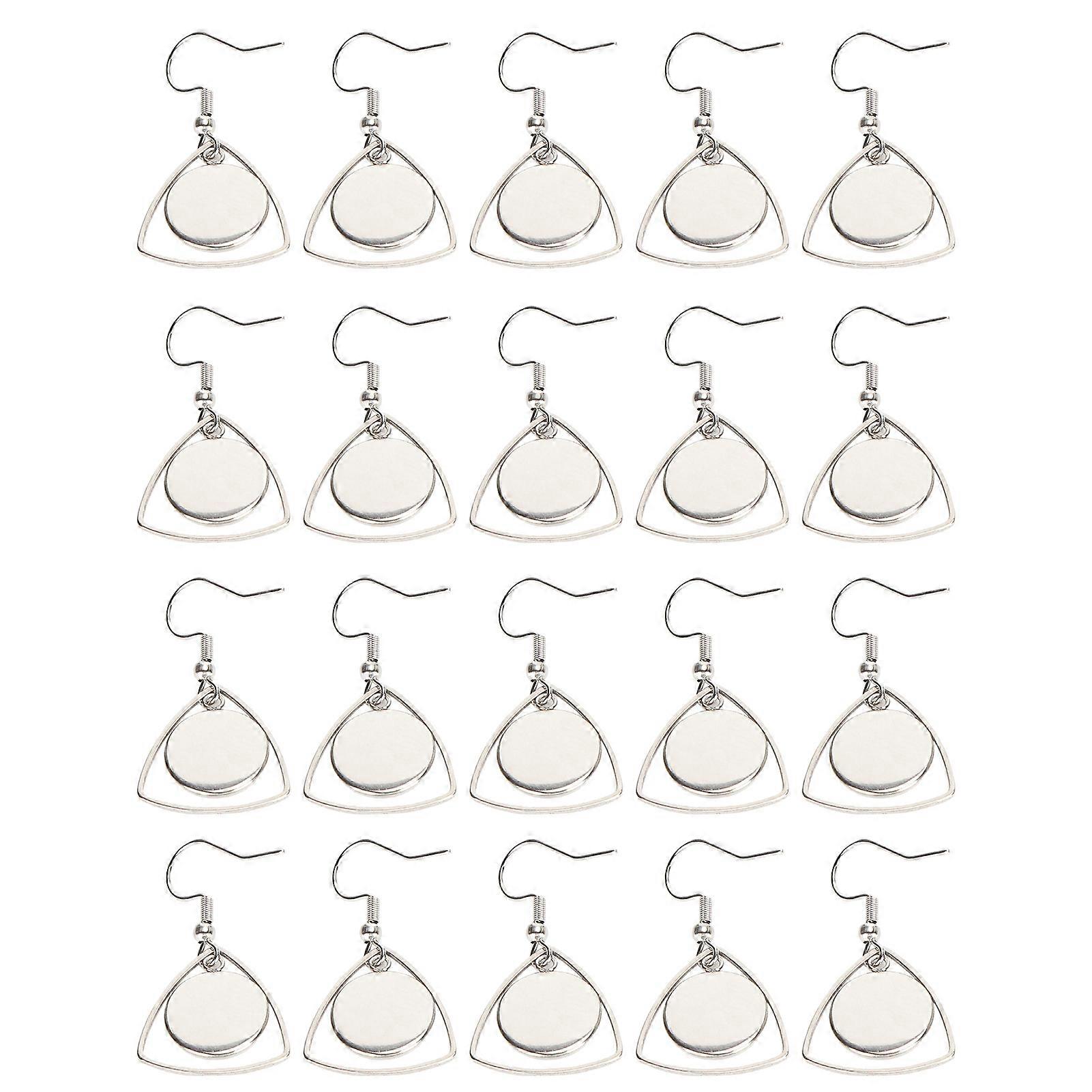 20Pcs Earring Blank Bezels Wire Hooks Trays Unfinished Jewelry Making DIY Craft Materials