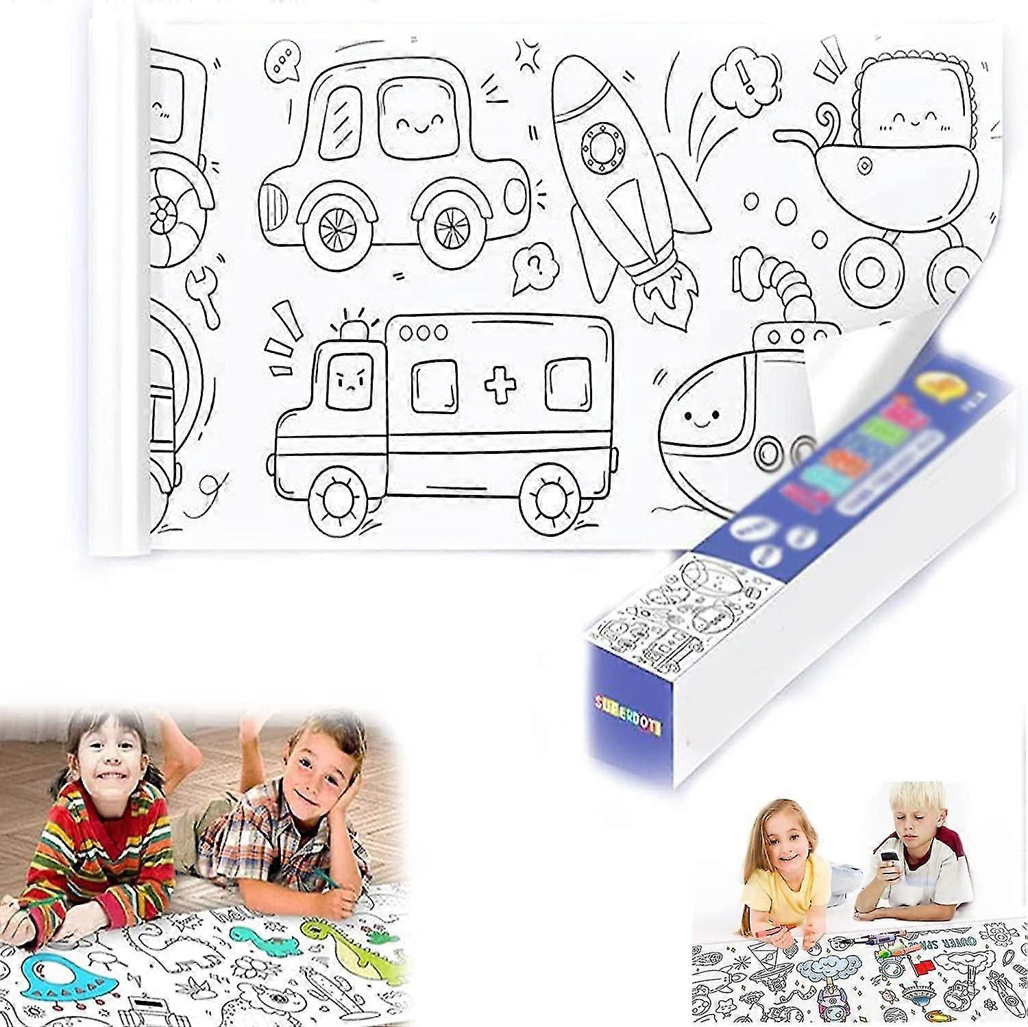 Children's Drawing Roll, Coloring Paper Roll For Kids, Sticky Color Filling Paper Roll Wall Coloring Stickers