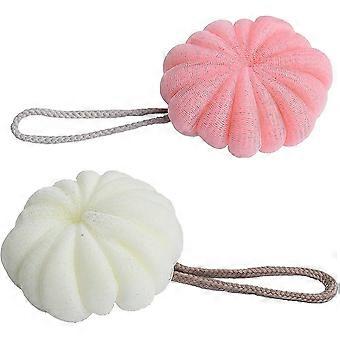 2-Piece Bath Shower Loofah Sponge Mesh Pouf Body Scrubber