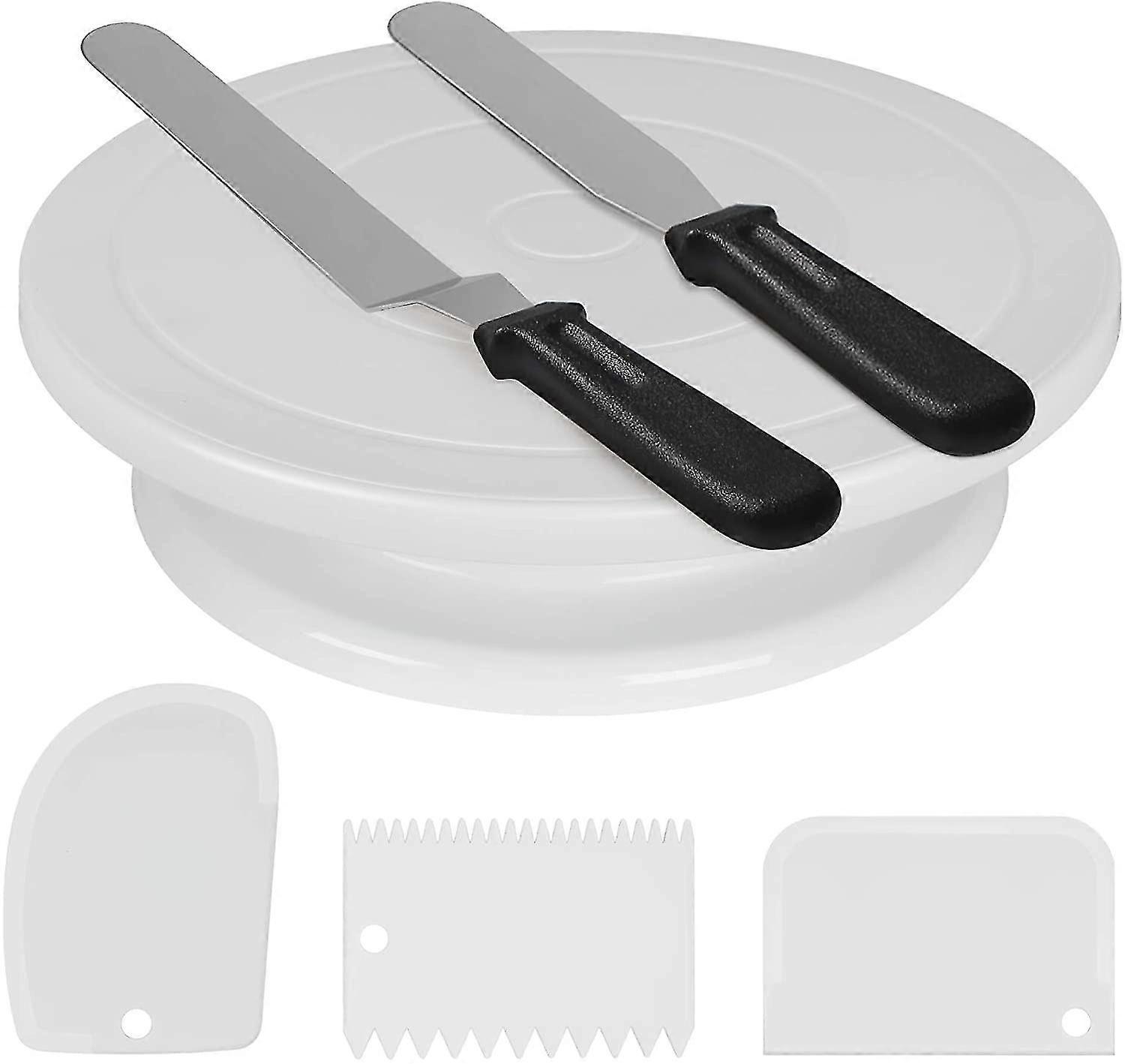 11 Inch Rotating Cake Turntable With 2 Icing Spatula And 3 Icing Smoother