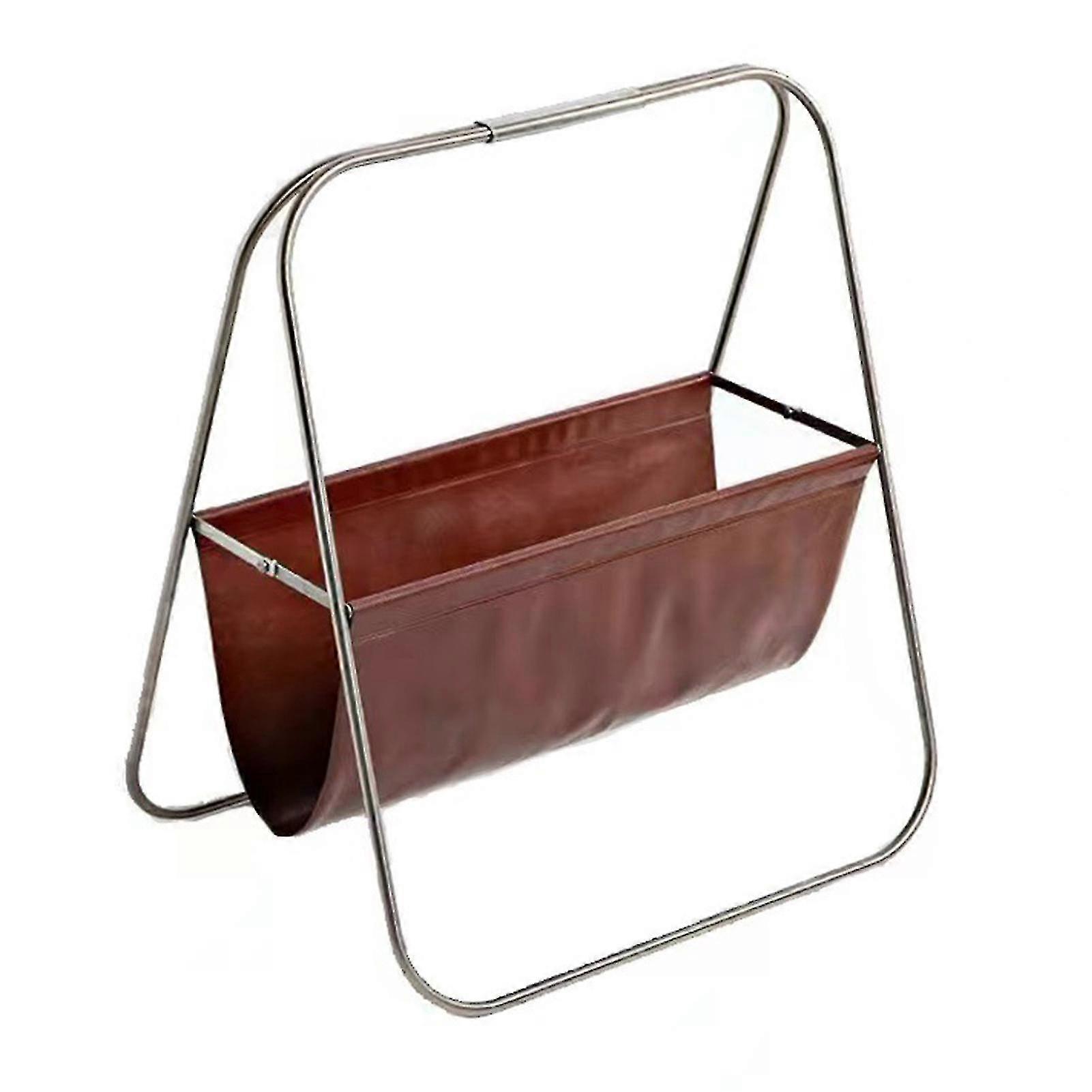 マガジンラックステンレススチールレザー安定ストロングベアリングエレガントなフロアスタンディングブック新聞ホルダー