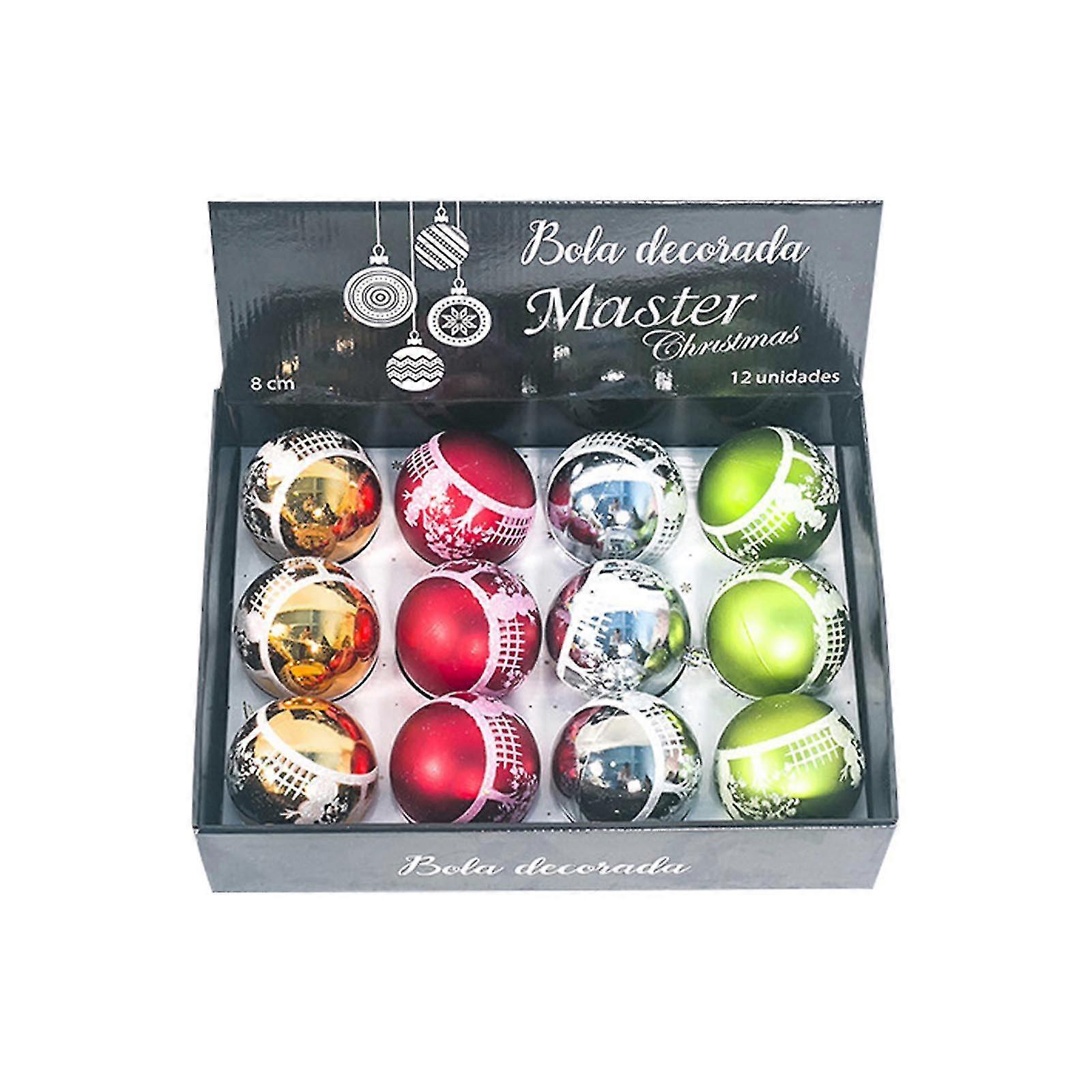 زينة عيد الميلاد، قلادات شجرة عيد الميلاد، كرات عيد الميلاد، كرات ملونة زاهية8cm / 12pcs