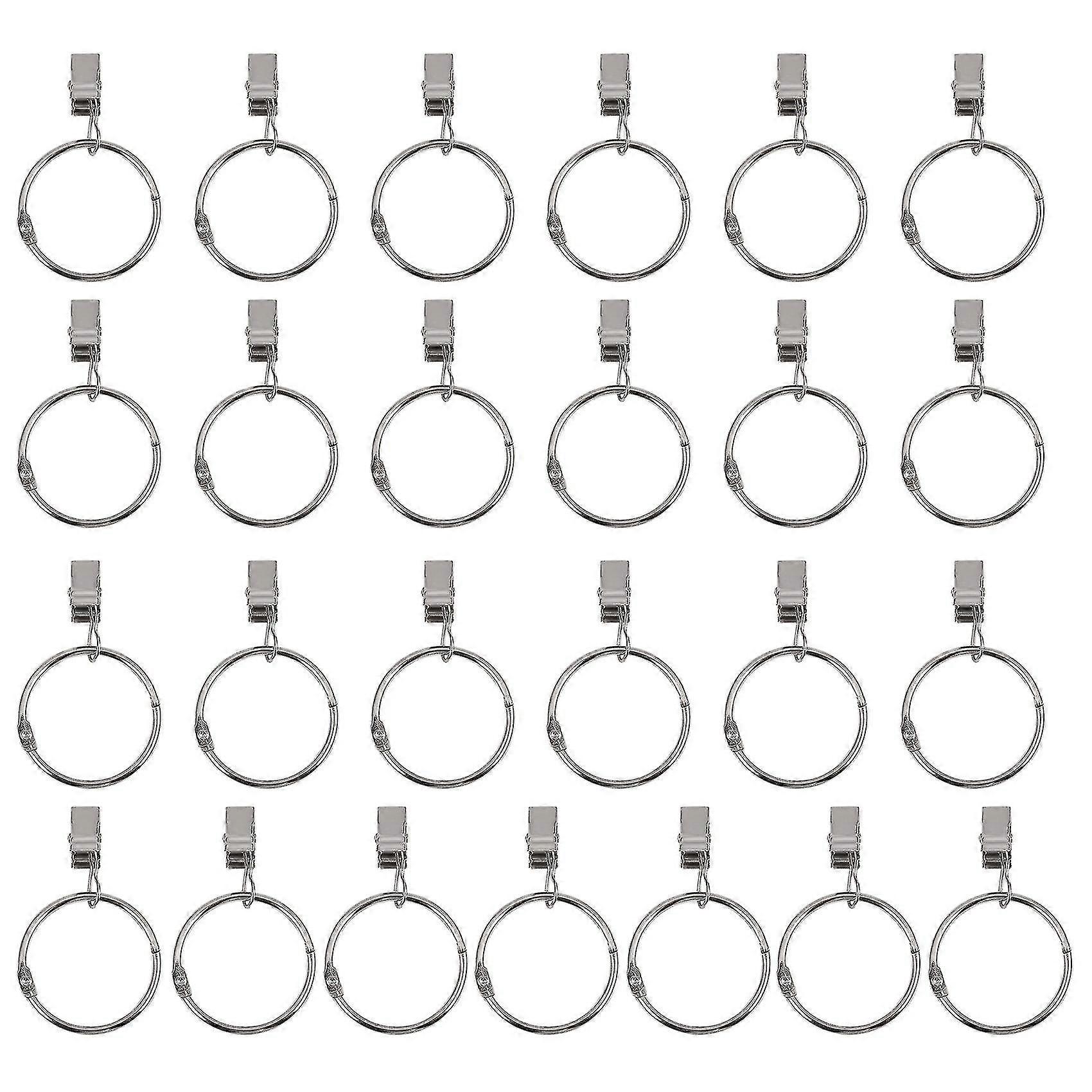 25 Pack Ain Ring Wiht Clips, Metal Rative Dry Ow Ain Ring Hooks With Cli