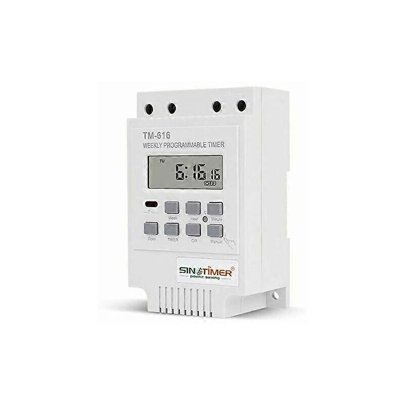 1x TM616 Relay Switch Programmer, 12V Timer Schedule Electric Weekly Digital Timer Switch with LCD Digital Display - White