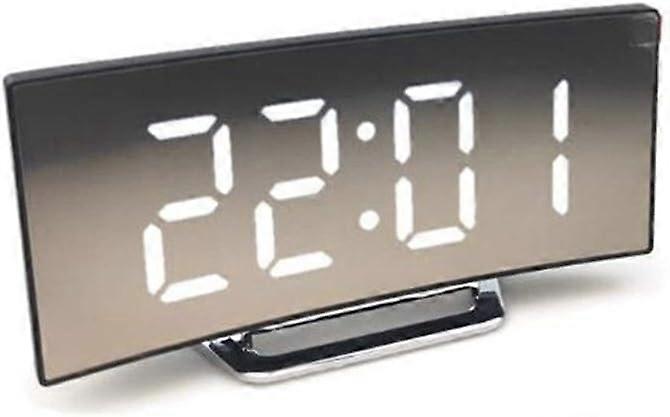 Digital Alarm Clock, LED Mirror Clock, Multifunction Snooze Time Display, Night Light Desktop Clock, (Colore: white)