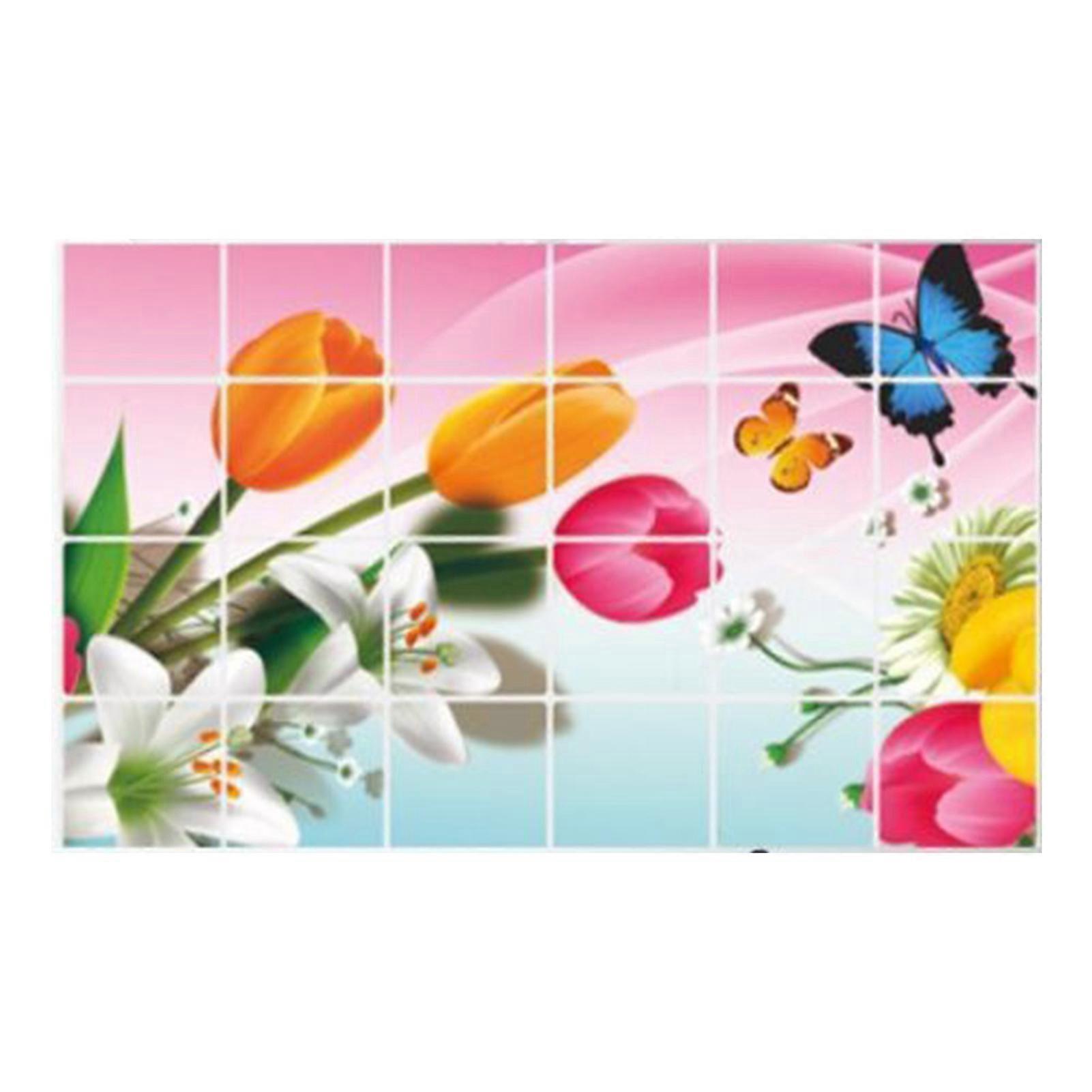 Autocolant de perete de bucătărie rezistent la ulei Floare de legume fructe delfin autoadeziv impermeabil rezistent la căldură baie bucătărie perete art decal decor