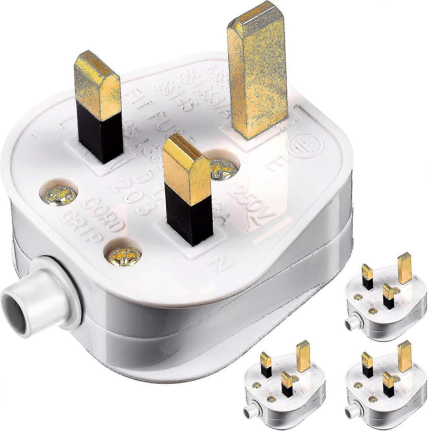 3 Pin 13 A Fused Mains Plugs, 250 V Mains Plug Adaptor With Cord Grip Rewireable Plug (3)