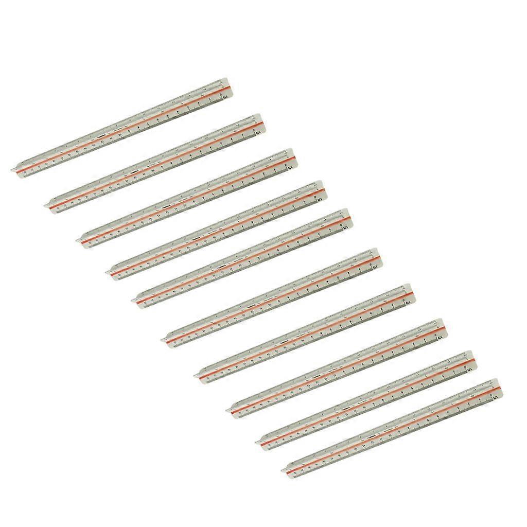 10 Pieces 300mm Metric Triangular Scale Ruler Solid Plastic Measuring Tools