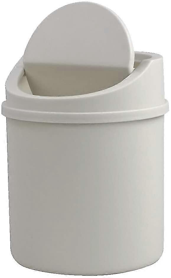 2 Liter Plastic Desktop Swing Lid Dustbin For Waste (White)