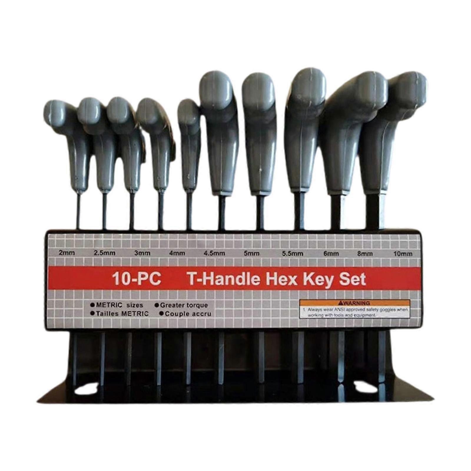 10Pcs Generic T Handle Allen Wrench Set Hexagon Spanner Set Metric