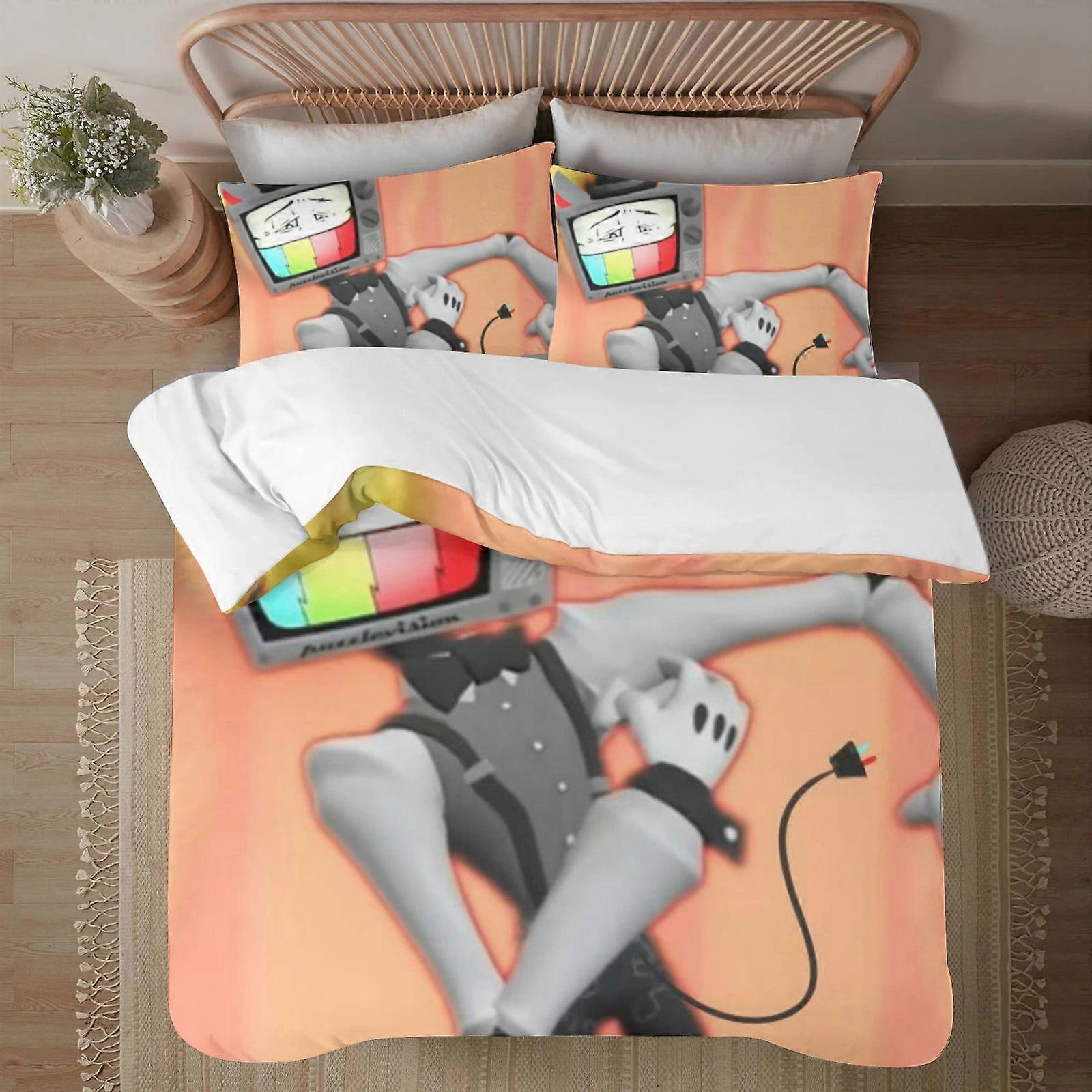 סט מצעים BM342 מר פאזלים כיסוי שמיכה מודפס תלת מימד רך סט מצעים עם כיסוי שמיכה סט 3 חלקים כולל 2 ציפיות וכיסוי אחד כביסה במכונה