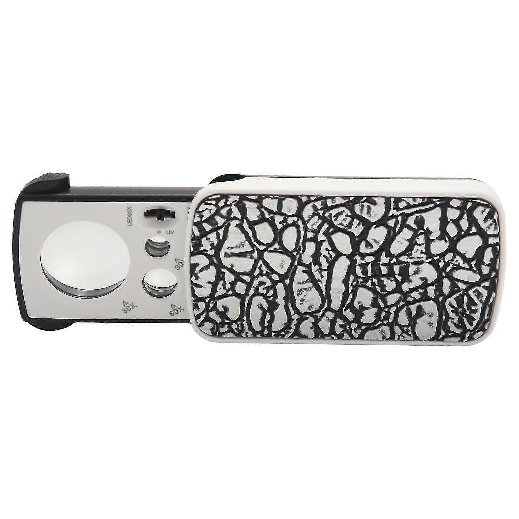 Mini portátil multifuncional 30x 60x 90x lupa de bolso com luz LED UV olhos vidro ampliando lo