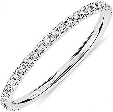 14K Gold Plated Solid 925 Sterling Silver CZ Simulated Diamond Stackable Ring Eternity Bands for Women