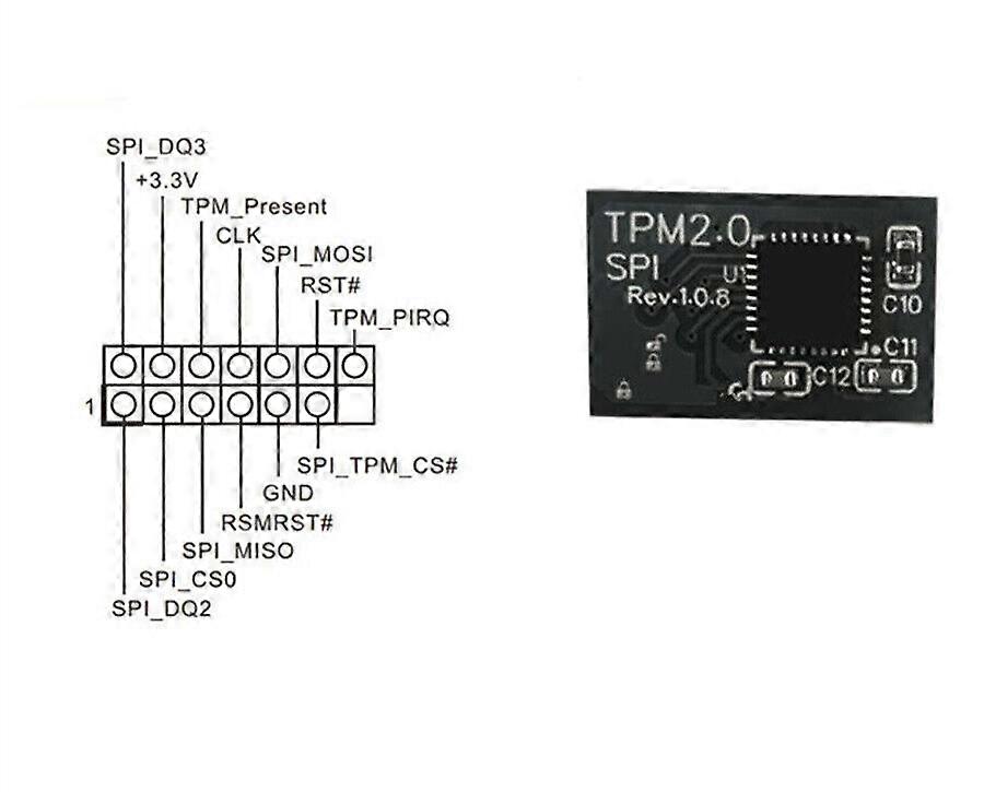 TPM 2.0 Security Module For Asrock 14 Pin SPI TPM2.0 Motherboard For Windows 11