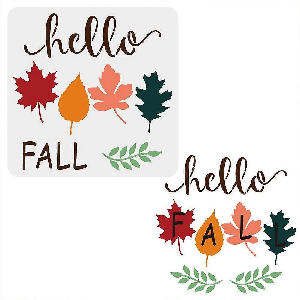 Hello Fall Stencil 12x12" Maple Leaf Sycamor Leaf Painting Stencil Holly Leaf Stencils Reusable Template for Wall Decor Scrapbooking Fabric Photo Albu