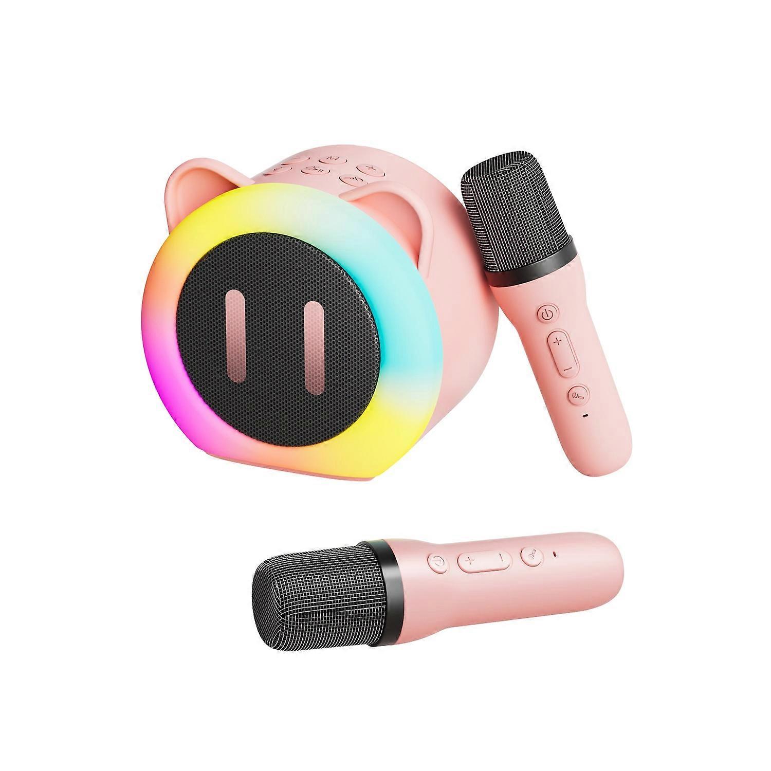 Mini Karaoke Machine for Kids, Bluetooth Karaoke with 2 Wireless Microphones, Supports TF, USB, Birt