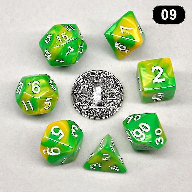 7pcs Set Duty Dice Set Glossed Color Colorful Solid Polyhedral  Dice Set With Numbers Role Playing