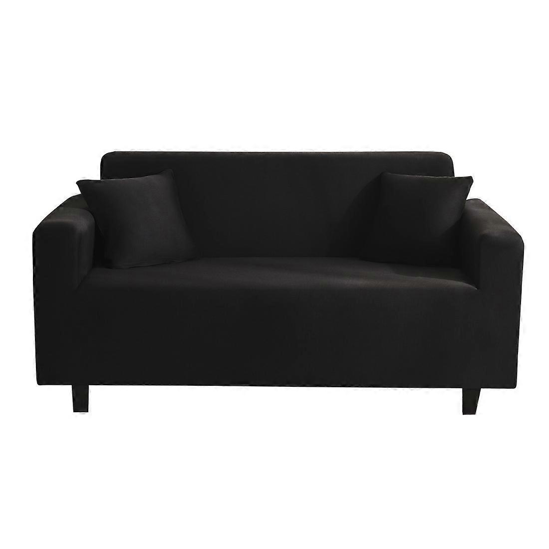 Sofa Cover with Armrest Protector 2-seater Stretch Sofa 145-185CM(black)