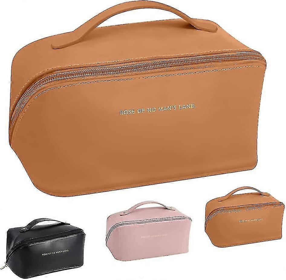 大容量旅行化粧品バッグメイクアップバッグ旅行Puレザー化粧品バッグ防水、多機能ストレージ旅行トイレタリーバッグ
