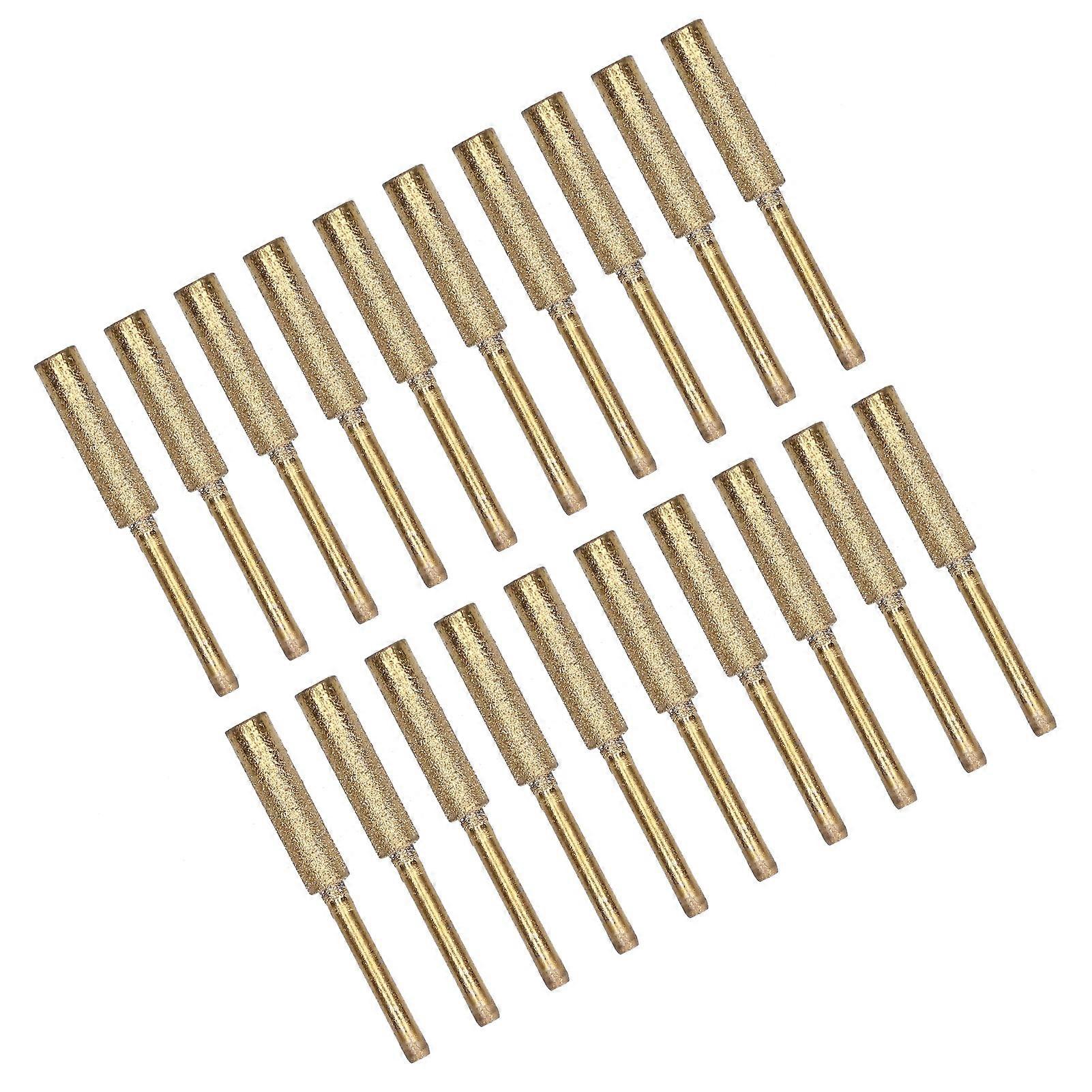 Chainsaw Sharpener File Set Kit - 20Pcs Burr Grinding Head with Rotating File for Sharpening Tool (Gold, 5.5mm)